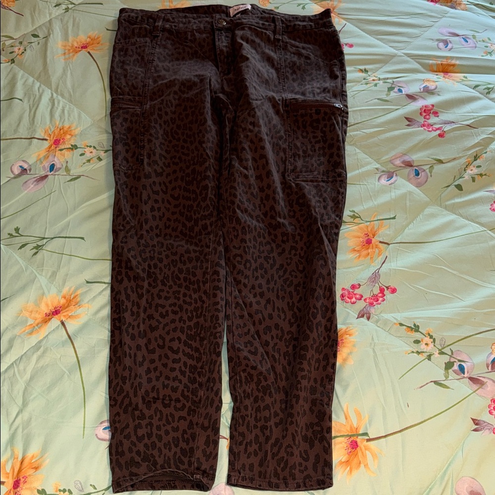 Pistola Black Leopard Print Cropped Jeans